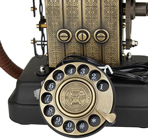 טלפון בסגנון וינטג 'מתפקד מתכת 79 טלפון עם כבל קו, 12 x 8 x 12 , שחור