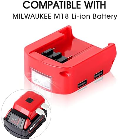DSANKE M18 מתאם סוללות למילווקי 18V סוללה כפול מטען USB & 12V DC יציאה ואור עבודת LED-תואם
