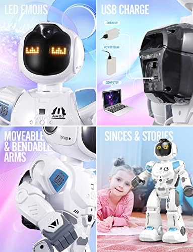 צעצועי רובוט אמו חכמים גדולים לילדים 5-7, מחווה לחוש ברובוטים של שלט רחוק אינטראקטיבי לתכנות עבור