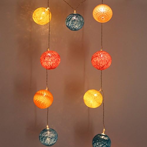 Cvhomedeco. כדורים ארוגים צבעוניים אורות מיתר LED סוללה המופעלת למסיבת חדר שינה ביתית יום הולדת יום הולדת יום