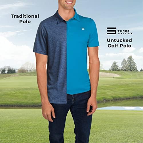 חולצות פולו של גולף לא מפותלות של גברים - אורך מושלם, יבש מהיר, בד מתיחה 4 כיווני. פיתול לחות, הגנה