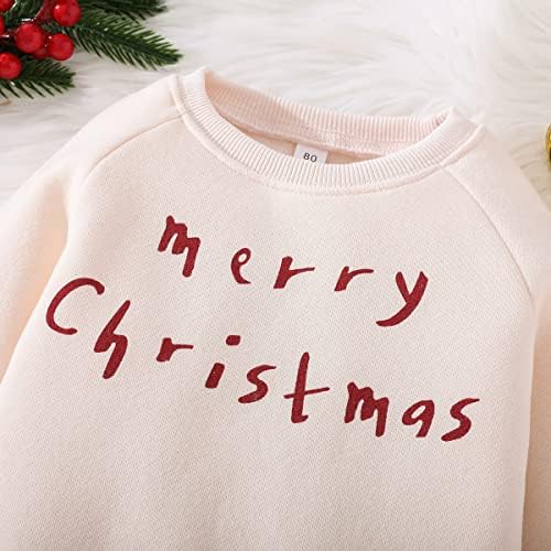 פעוטות פעוט תינוקת ילד ילדה סווטשירט חג המולד צווארון צווארון שרוול ארוך סוודר סוודר מכתב חולצת הדפס בגדי סתיו