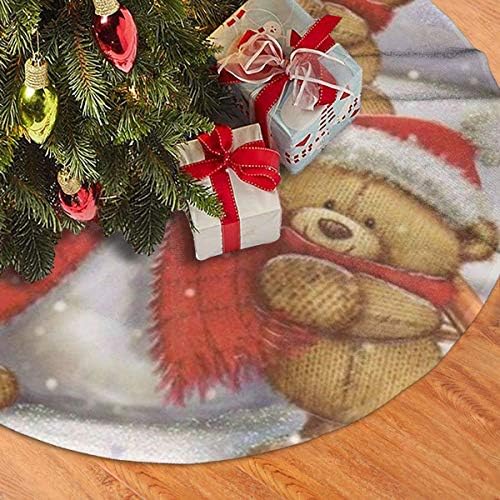Lveshop חג שמח דוב מקסים חצאית עץ חג המולד יוקרה עגול מקורה מחצלת חיצונית כפרי חג המולד עץ עץ קישוטי חג （30