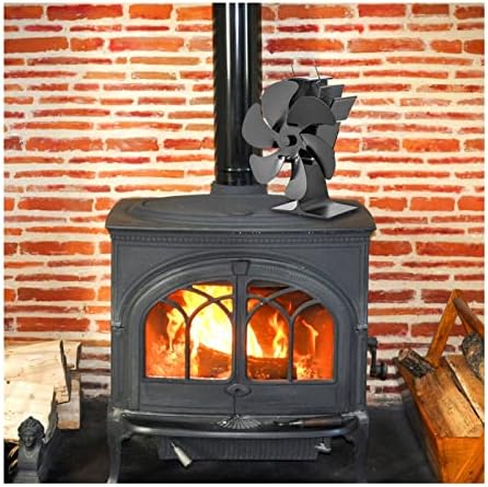 לינלין שחור אח 5 להבי חום מופעל תנור מאוורר יומן עץ צורב אקו - מאוורר שקט בית אח מאוורר יעיל חום הפצה
