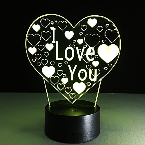 מנורת 3 ד', מתנות רומנטיות ליום האהבה לאישה אוהבי נשים הובילו לילה אור חג דקור צבעוני 7 שינוי צבע האהבה