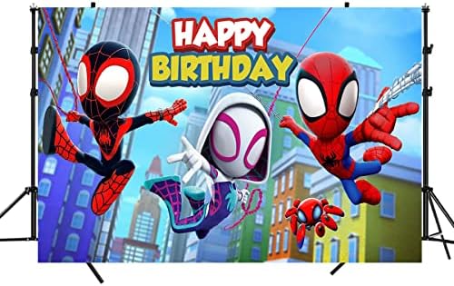 ספיידי שלו מדהים חברים רקע, קריקטורה עכביש נושאים צילום תפאורות ילדה ילדים שמח מסיבת יום הולדת תמונה