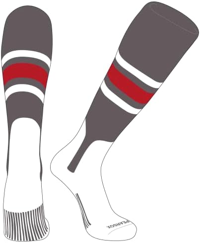 אגס סוקס OTC בייסבול סופטבול גרבי גרביים גרפיט, לבן, אדום