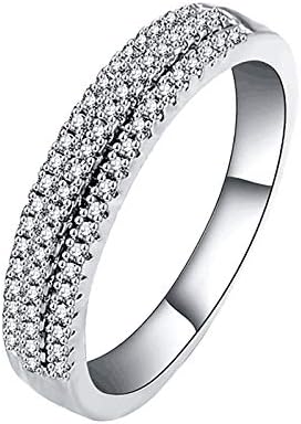 טבעת מעודנת של טבעת מעורבות מורגרית טבעת נישואין טבעת נישואין מצופה זהב 925 רצועת זירקוניה כסף סטרלינג לנשים