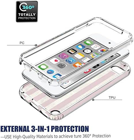 מארז Bohefo ל- iPod Touch 6/Touch 5/Touch 7 Case עם מגן מסך זכוכית מחוסמת, גוף מלא גוש פרחוני חמוד פגוש