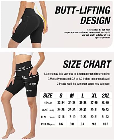 Linozo 3 חבילה מכנסיים קצרים ליוגה לנשים מותניים גבוהים, נשים 8 אימון מפעיל מכנסי אופנוען אתלטים עם כיסים