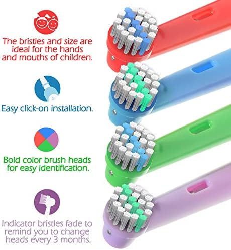 מברשת שיניים להחלפה ראשי מברשת שיניים Braun Braun אוראלית- 4 PK של ילדים ראשי מברשת צבעוניים תואמים עם זיפים רכים