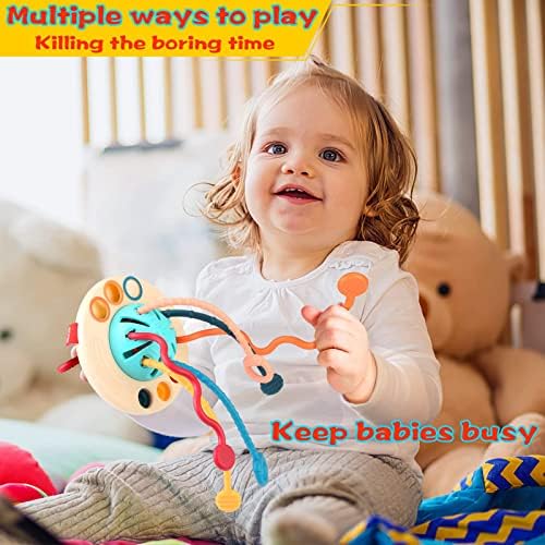 Amtraz Baby Montessori צעצועים סיליקון משוך צעצוע צעצועים לחוש צעצועים למתנות פעוטות לבנים ולבנות