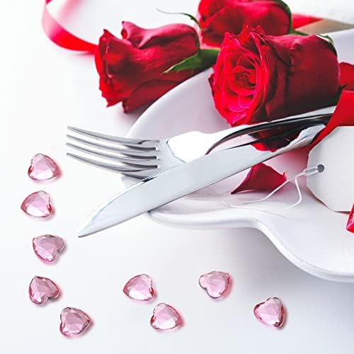 200 חתיכות לב אקרילי ליום האהבה, קישוט פיזור שולחן לב חתונה, אבני חנן לב שטוח, 0.5 אינץ '