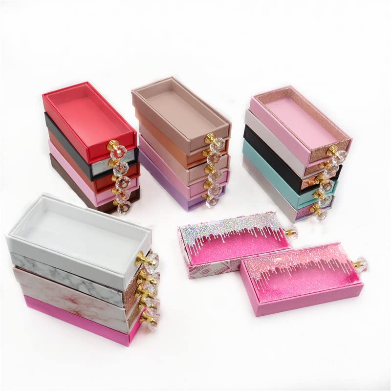 קופסאות מלבן קופסאות אריזה ריסים עם מגשים ידית קריסטל בתפזורת מקרה מגנטי ריק, E27,20 קופסה עם מגש