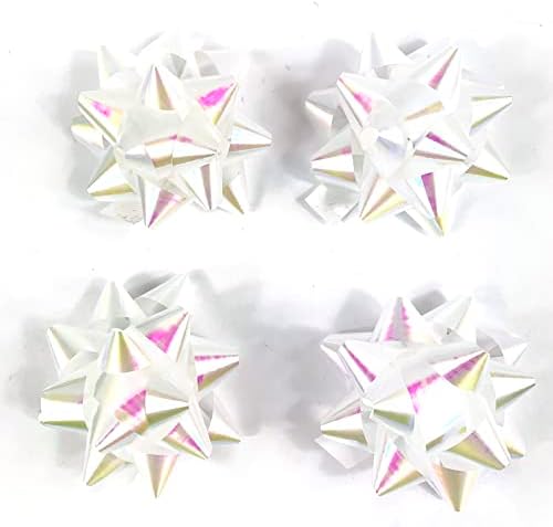 עולמות לבן קונפטי קשתות כוכב מתנה קשתות צבעוני קשתות 2-3/4 אינץ, קשת לבן