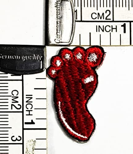 קליינפלוס 3 יחידות. מיני אדום טביעת רגל לתפור ברזל על טלאים רקומים קריקטורה טביעת רגל מדבקת מלאכת פרויקטים