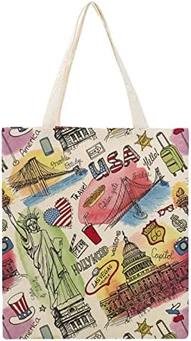 ארצות הברית סמלי נסיעות קנבס תיק תיק קניות מודפסות תיקים מתנה לנשים לגברים