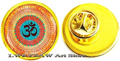 Boho Om Brooch, סיכת מדיטציה של יוגה, מתנת תכשיטים יוגה רוחנית, סיכת קמיע בודהיסטית, אום סיכה, M64