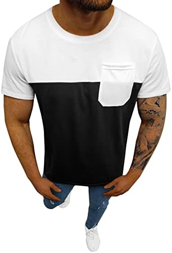 חולצות טריקו לקיץ של XXBR לגברים עם שרוול קצר בלוק טלאים טלאי טי טק
