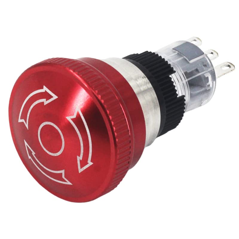 כפתור עצירת סיבוב מתג עצירה מתכת מתג חירום בלם עם מחוון LED 5A 220V12V24V110V עם בסיס תוסף 16