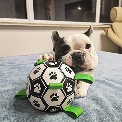 Lotmiai כלב כדורגל כדור צעצוע חיית מחמד אינטראקטיבי כדור אינטראקטיבי למקורה, מתנות ליום הולדת גור עמידות, צעצוע