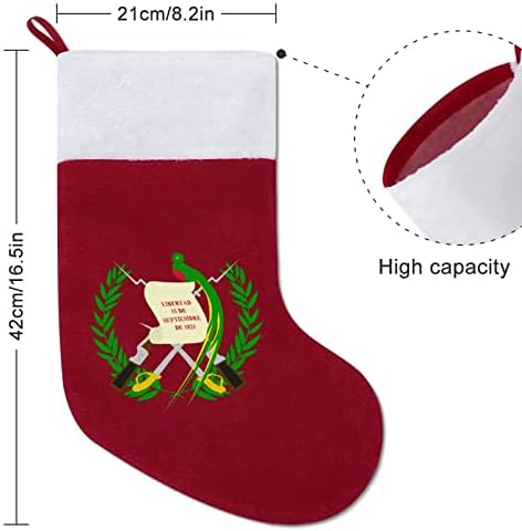 El Escudo Nacional de Guatemala גרב חג המולד עץ חג המולד אח תלויים גרביים עם קישוט שרוול קצר לפלאש למסיבת חג ביתי