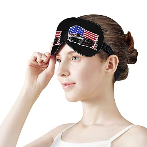 מכונית שרירים עם מסיכת שינה של דגל אמריקאי מסכת עיניים ניידת עם עיניים רכה עם רצועה מתכווננת לגברים נשים