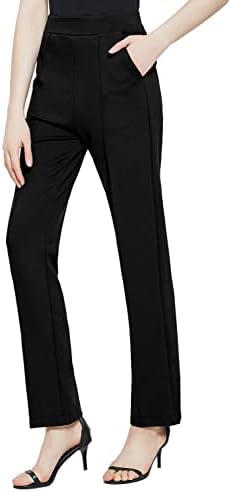 מכנסי שמלת יוגה לנשים אורבני קוקו מכנסיים מזדמנים נמתחים מכנסיים ישר מכנסיים עם כיסים