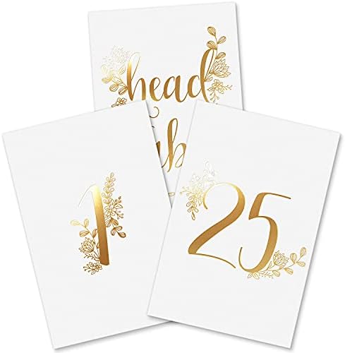 מספרי שולחן זהב לחתונה מאת Sweetzer & Orange - 1 עד 25 כרטיסי מספר שולחן אלגנטיים לחתונות,