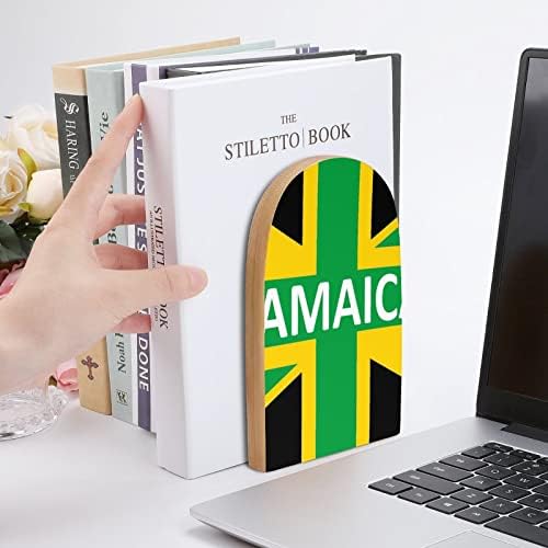 ג ' מייקה ממלכת דגל גדול עץ תומכי ספרים מודרני דקורטיבי מדף ספרים ספר פקק שולחן מדף מחזיקי סט של 2