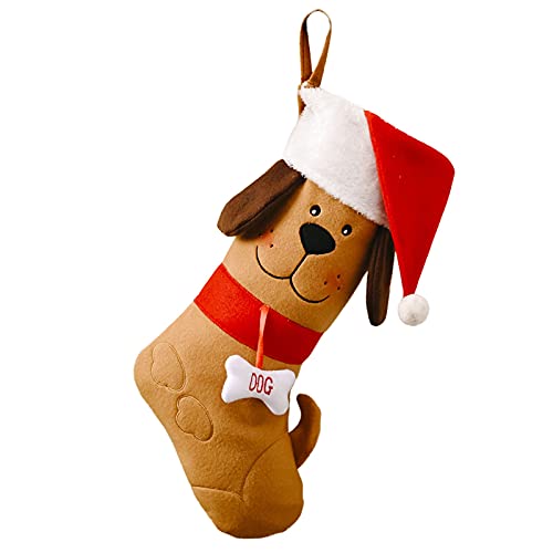 בישיטופ גרבי רטרו תיק מתנה שקית ממתקים חג המולד גרבי מתנה סטריאו גרבי כלבים חמודים אלמנטים של סנטה