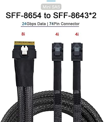 NFHK PCI-E ULTRAPORT SLIMLINE SAS SLIM 4.0 SFF-8654 8I 74PIN ל- SFF-8643 4I מיני SAS HD כבל PCI-Express