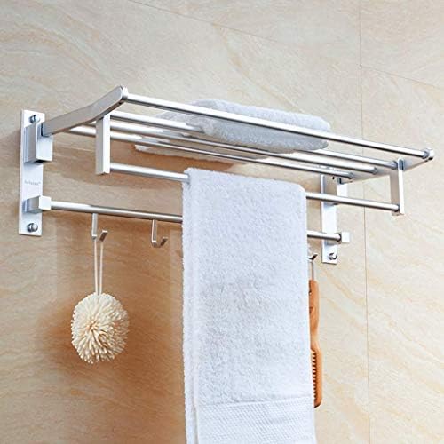 ERDDCBB מדף מגבות אמבטיה מתקפל, מתלה אלומיניום מקלחת עם קיר עם מתלה מגבות מלונות מתלה לאחסון קוסמטי.