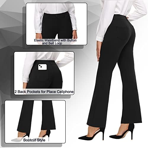 מכנסי שמלת נשים Lrkoayjgo מכנסיים נמתחים מכנסי עבודה נמתחים משרד עסקים יוגה מזדמנים מכנסי רגל ישר עם