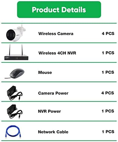 פיקסל פעיל 1080p מערכת אלחוטית אוטומטית 4 ערוץ HD Wireless NVR ערכת NVR עם 4x1080p HD 2MP מצלמות אבטחה חיצוניות/מקורה