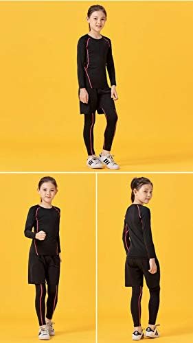 Hstisan ילדים בנות בנות דחיסה של שרוול ארוך 2 מחשבים קביעת חולצות ושכבת בסיס חותלות ספורט תחתוני ספורט
