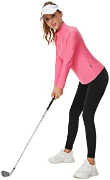 חולצת גולף לנשים שרוול ארוך 1/4 חולצות טניס סוודר רוכסן