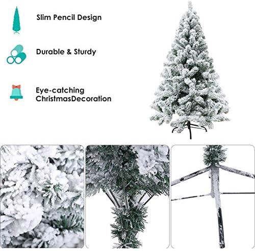 פינוי חג המולד 7.5 רגל מלאכותי שלג מלא מלאכותי עץ חג המולד קישוט לחג לחג לחג המולד, משרד, מקורה וחוץ