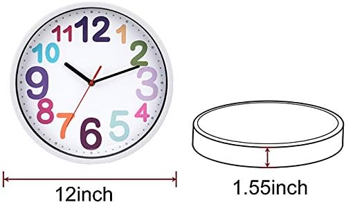 שעון קיר של קרלנד 12 אינץ 'שקט לא מתקתק סוללה מופעלת זמן בהוראה קוורץ בית צבעוני קריאה לקרא זמן מושלם