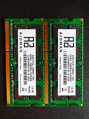 Ajoman 16GB ערכת PC3L-12800S DDR3L 1600MHz מחשב נייד RAM NONE ECC UNFEFFED 1.35V DDR3 SODIMM CL11 2RX8 זיכרון
