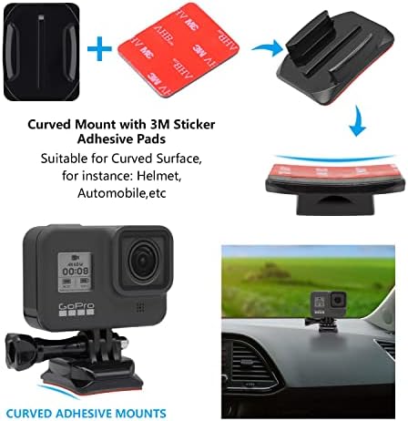 Haoyou מעוקל קסדת קסדה הר תואם ל- Gopro Hero 11,10, 9, 8, 7, 6, 5, 4, 3+, 3 מצלמות