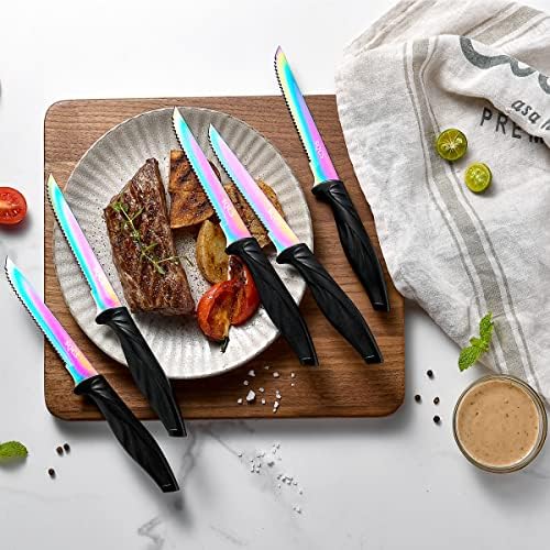 קשת סכין סט 17 יחידות מטבח סכיני סט חד נירוסטה סכין סטי מכיל 6 סטייק סכיני מחדד ברור אקריליק סטנד