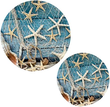 Seashell Seashell Starfish Blue Wood Potholders Set Trivet