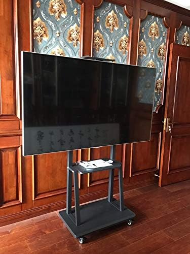 עמדת טלוויזיה עגלה מתגלגלת גבוהה במיוחד עם אחסון, עגלת טלוויזיה ניידת שחורה עבור 32 - 75 פלזמה/LCD/LED