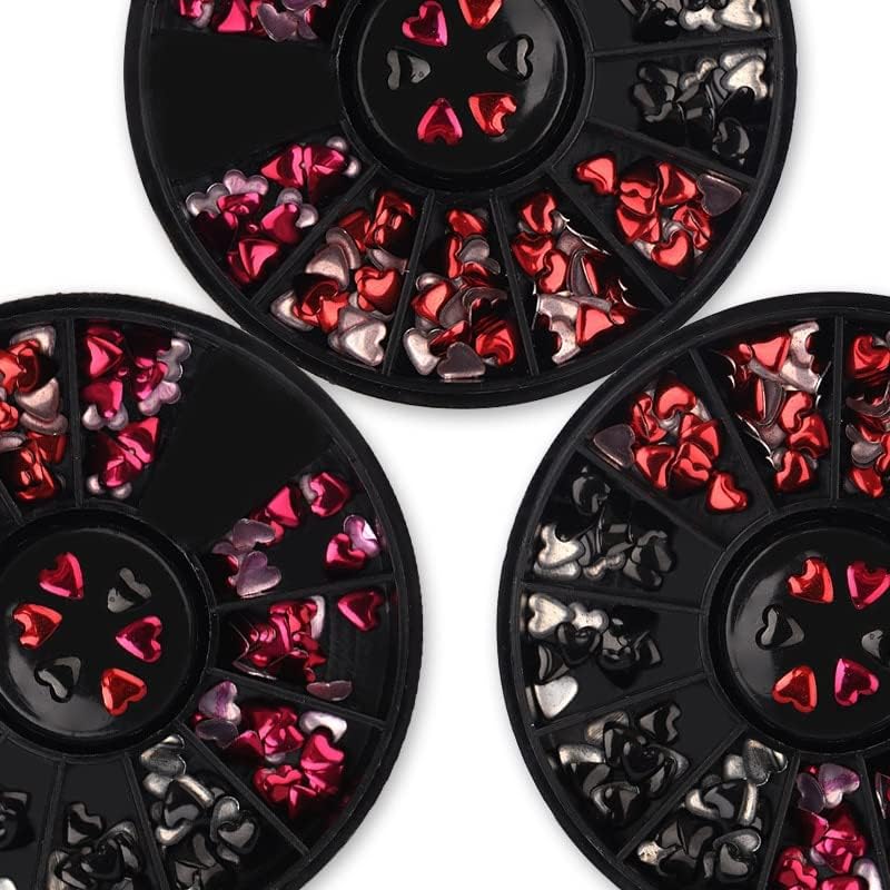 צבע מעורב של יום האהבה סט יהלומים מלאכותיים קריסטלים מבריקים נייל גליטר חרוזים אביזרי מסמר קישוטי אמנות