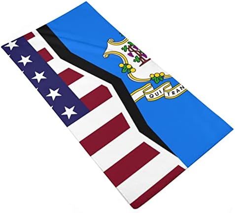 מגבת כביסה של דגל אמריקה ומדינת קונטיקט מגבת 28.7 x13.8 מטליות פנים סיבי סופר -סין מגבות סופגות