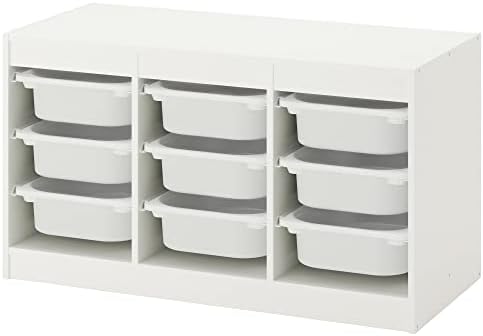 שילוב אחסון של איקאה טרופסט עם קופסאות, 99x44x56 סמ, לבן/לבן