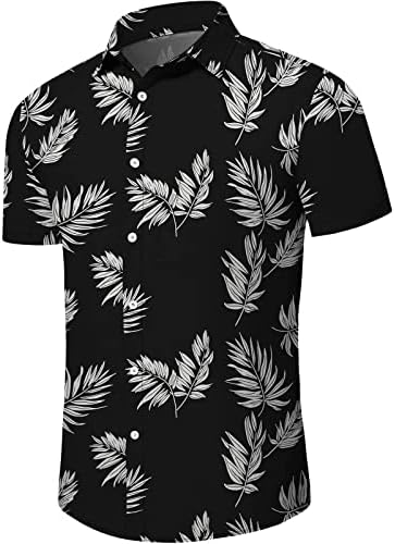 חולצת הוואי לגברים שרוולים קצרים מודפסים כפתור למטה חולצות שמלת חוף קיץ