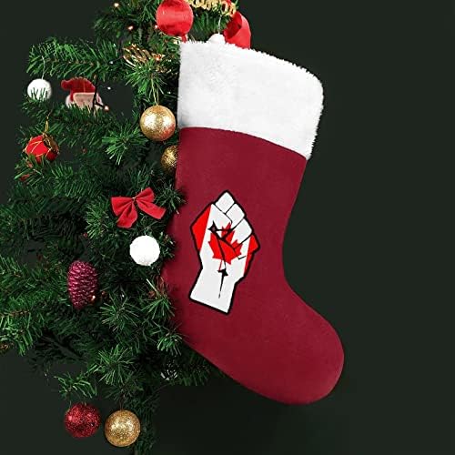 דגל אגרוף מוגבה קנדה בהתאמה אישית של גרב חג המולד בהתאמה לחג המולד עץ עץ קישוטי תלייה