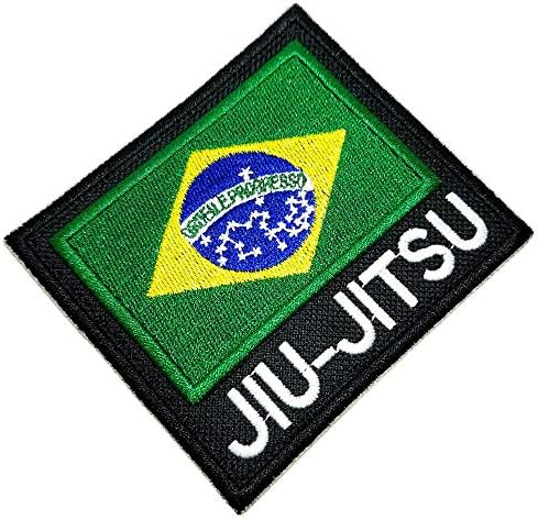 AM0243T 02 BR44 JIU-JITSU דגל ברזיל טלאי רקום מונח דבק לקימונו, ברזל או לתפור
